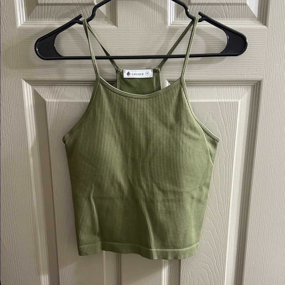 La Hearts Sage Green Ribbed Camisole